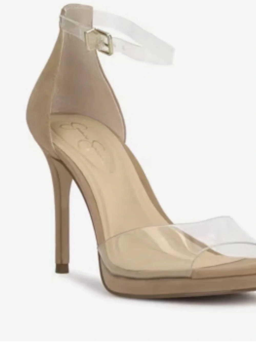 NEW Jessica Simpson Daisile Pump Nude Clear-Strap Stiletto Sandals Sz 8.5
